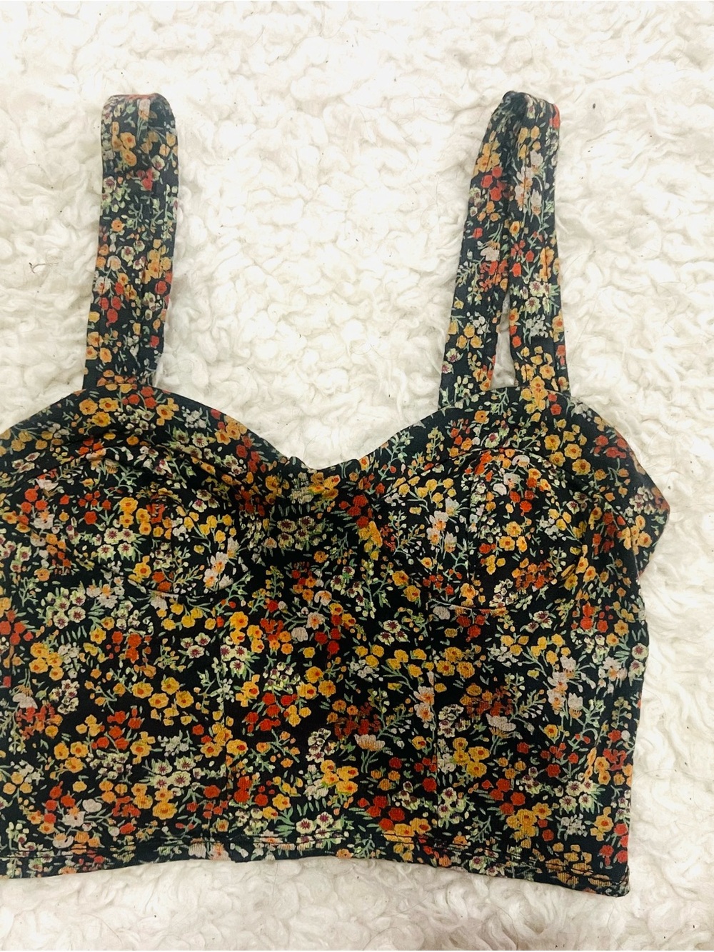 Pins & Needles Black Floral Crop Top
